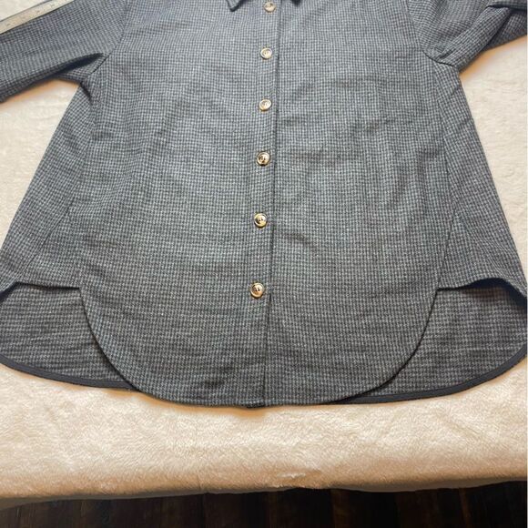 All:Row Long Sleeve Black and Gray Houndstooth Flannel Button Down Shirt Size M - Picture 7 of 11